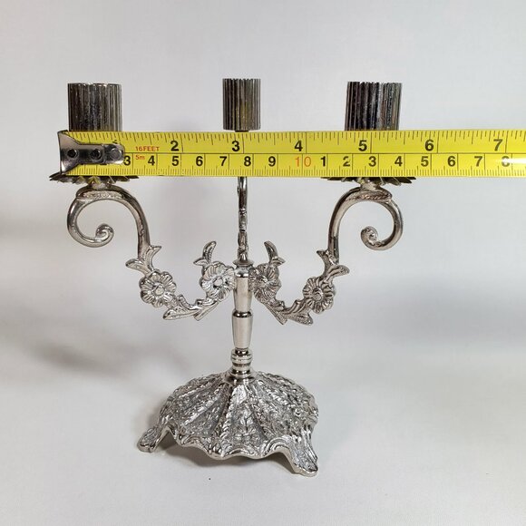 Vintage Small Silvertone Candelabra – Elegant Table Accent | 2 Available ✨ - Picture 4 of 5